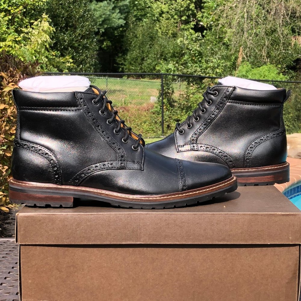 Florsheim Fenway Black Leather Brogue Cap Toe Boot - Picture 6 of 12